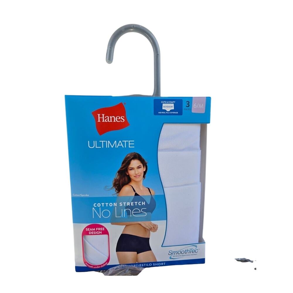 Hanes Ultimate Smooth Tec Boyshort Women's 6/M 3-Pack New
